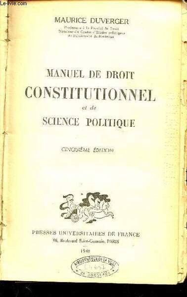 MANUEL DE DROIT CONSTITUTIONNEL ET DE SCIENCE POLITIQUE