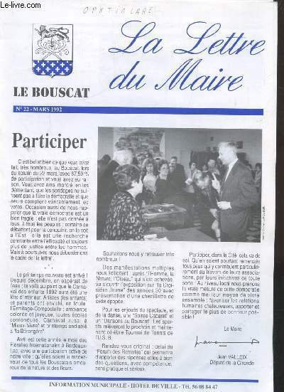 LA LETTRE DU MAIRE - N° 22 - MARS 1992