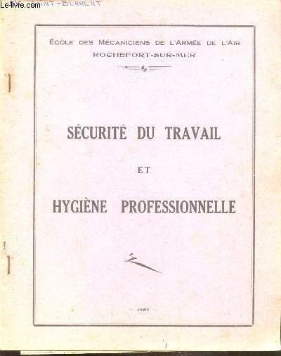 SECURITE AU TRAVAIL ET HYGIENE PROFESSIONNELLE