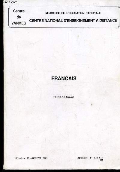 FRANCAIS : 1 GUIDE DE TRAVAIL F1451T- 1 FASICULE COMPLEMENTAIRE …