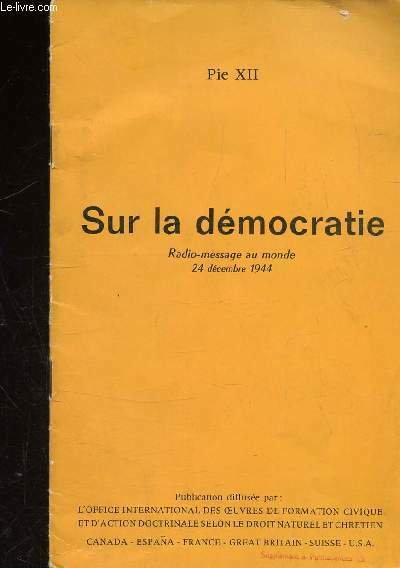 SUR LA DEMOCRATIE - RADIO-MESSAGE AU MONDE - 24 DECEMBRE …