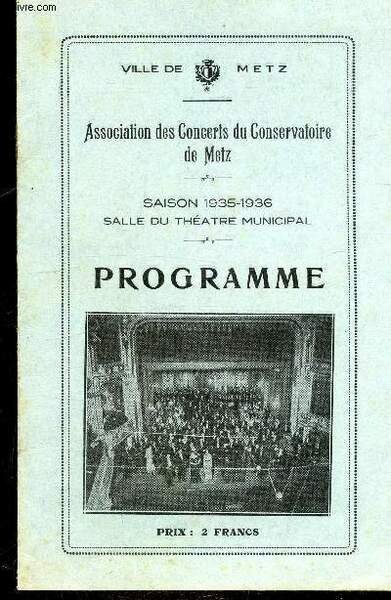 PROGRAMME DU 4 AVRIL 1936 - SAISON 1935-1936 - SALLE …
