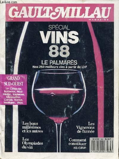 GAULT MILLAU MAGAZINE - SPECIAL VINS 88 LE PALMARES NOS …