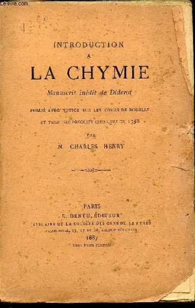 Introduction a la Chymie - Manuscrit inédit de Diderot publié …