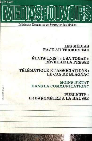 Médiaspouvoirs N° 2: mars 1986: Les médias face au terrorisme