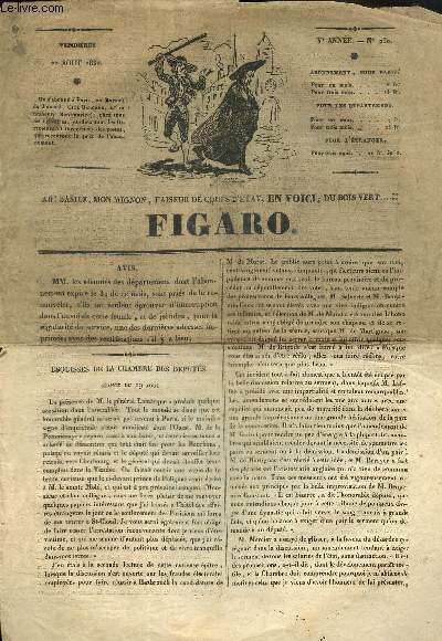 Figaro Ve année, n°230 , vendredi 20 aout 1830- Les … | Immagine principale
