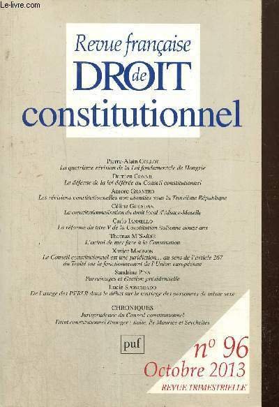 Revue française de droit constitutionnel, n°96 (octobre 2013) : L'octroi …