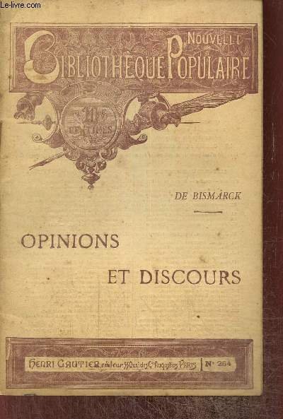 Opinions et discours (Collection "Nouvelle Bibliothèque Populaire", n°264) | Immagine principale
