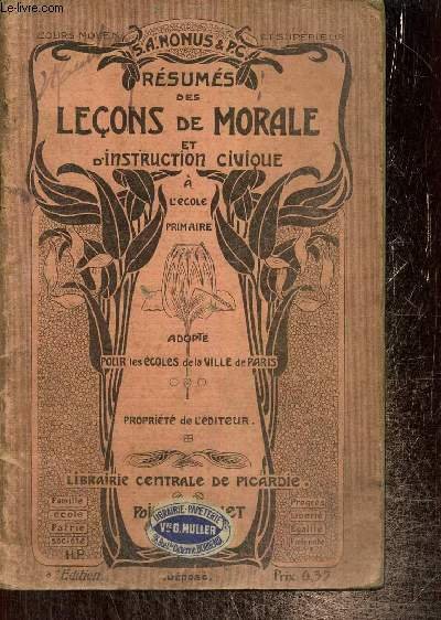 Résumés des leçons de morale et d'instruction civique à l'école …