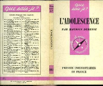 Que sais-je? N° 102 L'adolescence