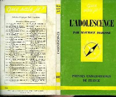 Que sais-je? N° 102 L'adolescence