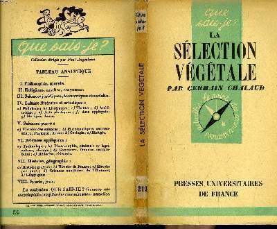 Que sais-je? N° 219 La sélection végétale