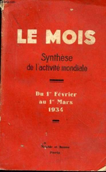 Synthèse de l'activité mondiale. Du 1er Février au 1er Mars …
