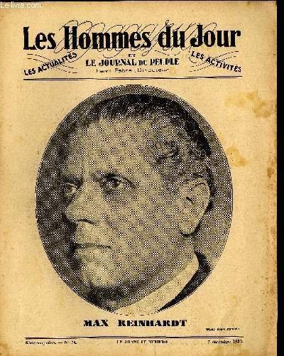 LES HOMMES DU JOUR, Première série magazine N°74. MAX REINHARDT.