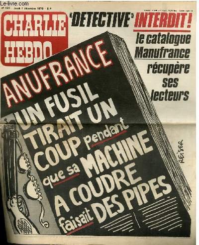 CHARLIE HEBDO N°421 - DETECTIVE, INTERDIT LE CATALOGUE MANUFRANCE RECUPERE SES LECTEURS
