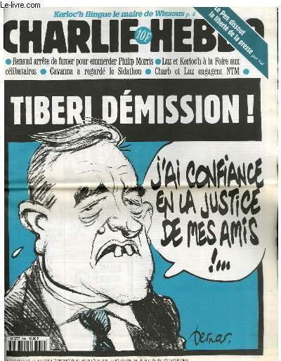 CHARLIE HEBDO N°208 - TIBERI DEMISSION ! "J'AI CONFIANCE NE …