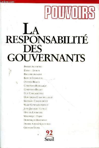 POUVOIRS N°92- REVUE FRANCAISE D'ETUDES CONSTITUTIONNELLE ET POLITIQUE - LA … | Immagine principale