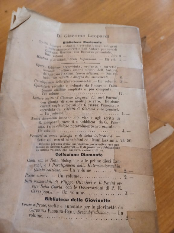 Opere di Giacomo Leopardi approvate da lui