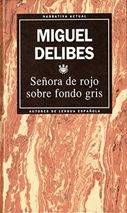 SEÑORA DE ROJO SOBRE FONDO GRIS