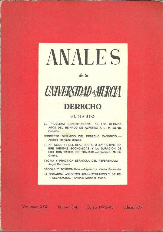 ANALES DE LA UNIVERSIDAD DE MURCIA. DERECHO