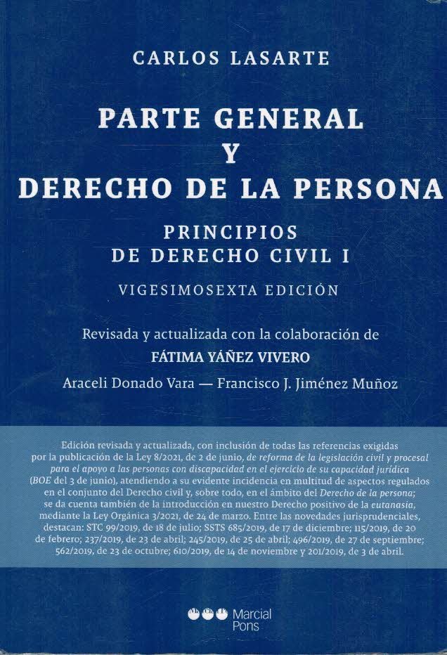 PRINCIPIOS DE DERECHO CIVIL. TOMO 1 PARTE GENERAL Y DERECHO …