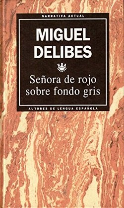 SEÑORA DE ROJO SOBRE FONDO GRIS