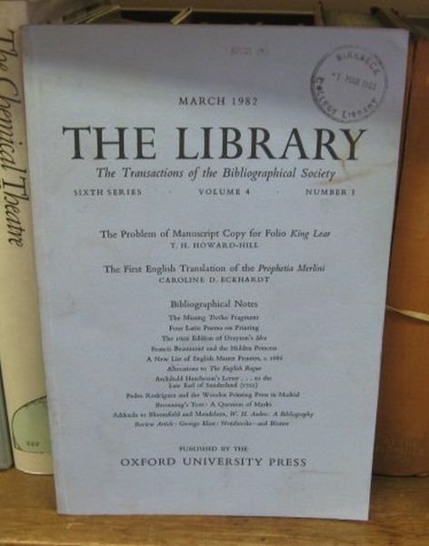 The Library: Transactions of the Bibliographical Society, Sixth Series, Volume …