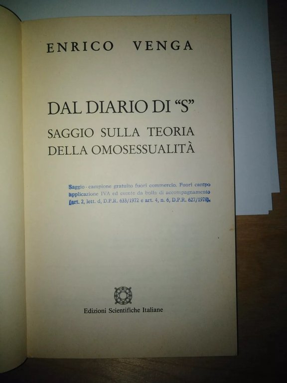 Dal diario di «S». Saggio sulla teoria dell'omosessualità