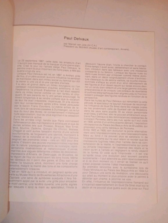 DELVAUX. catalogo mostra Fondation Pierre Gianadda a Martigny, 1988