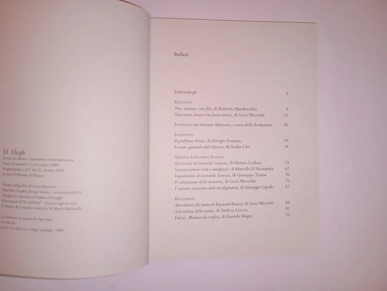 EL ALEPH n. 11 2009 - Sciascia, Moresco, racconri, recensioni | Immagine Gallery 2