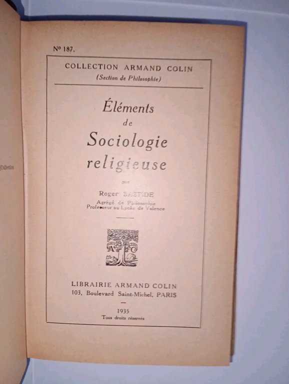 Elements de sociologie religieuse