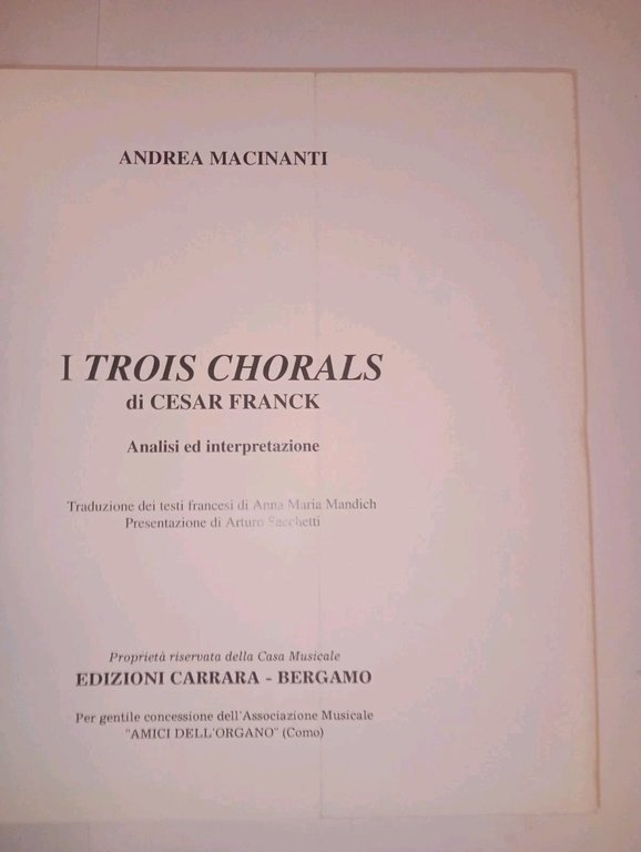 I trois chorals di Cesar Frank. analisi ed interpretazione