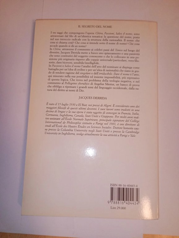 il segreto del nome (Chora,Passioni,Salvo il nome)