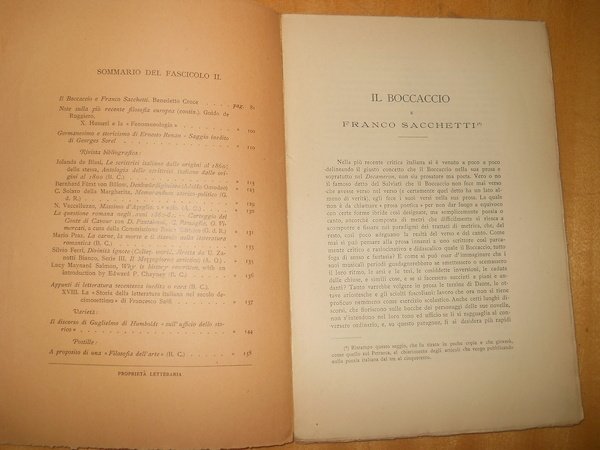 LA CRITICA. RIVISTA DI LETTERATURA, STORIA E FILOSOFIA - fascicolo …