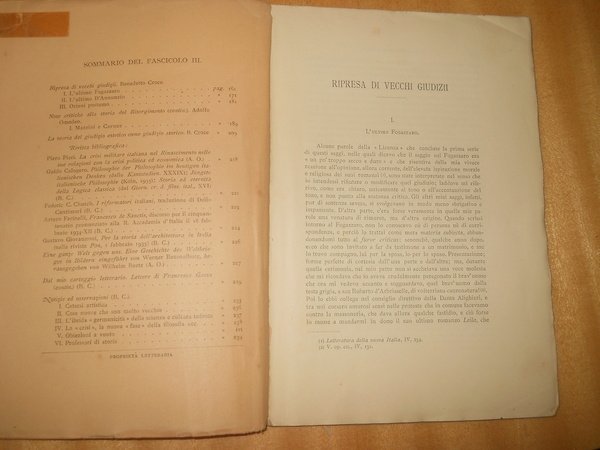 LA CRITICA. RIVISTA DI LETTERATURA, STORIA E FILOSOFIA - fascicolo …