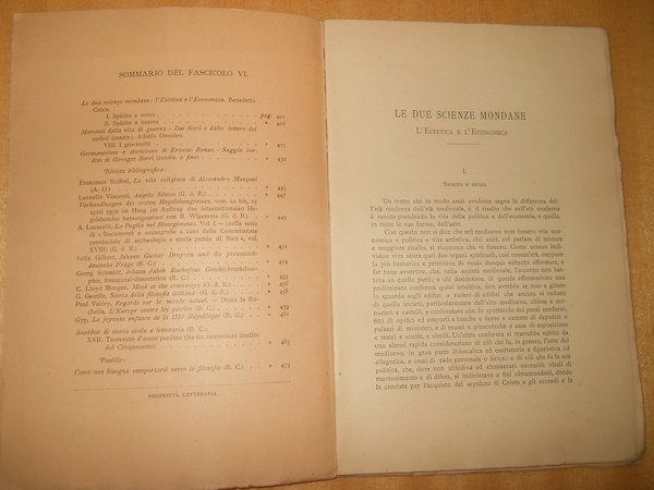 LA CRITICA. RIVISTA DI LETTERATURA, STORIA E FILOSOFIA - fascicolo …