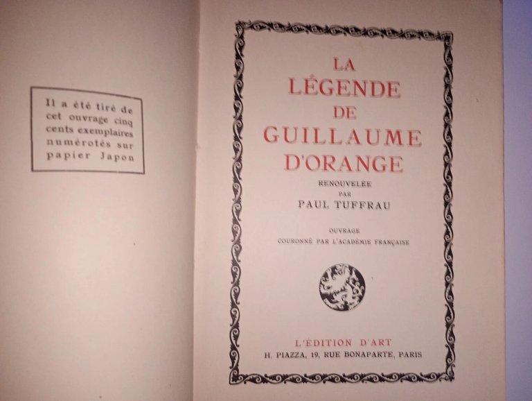 LA LEGENDE de GUILLAUME D'ORANGE