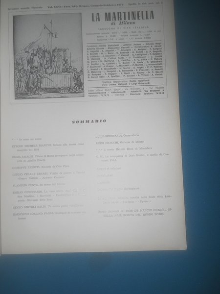 LA MARTINELLA DI MILANO FASCICOLO I-II 1972