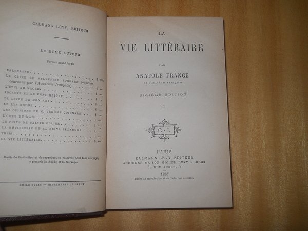 la vie litteraire