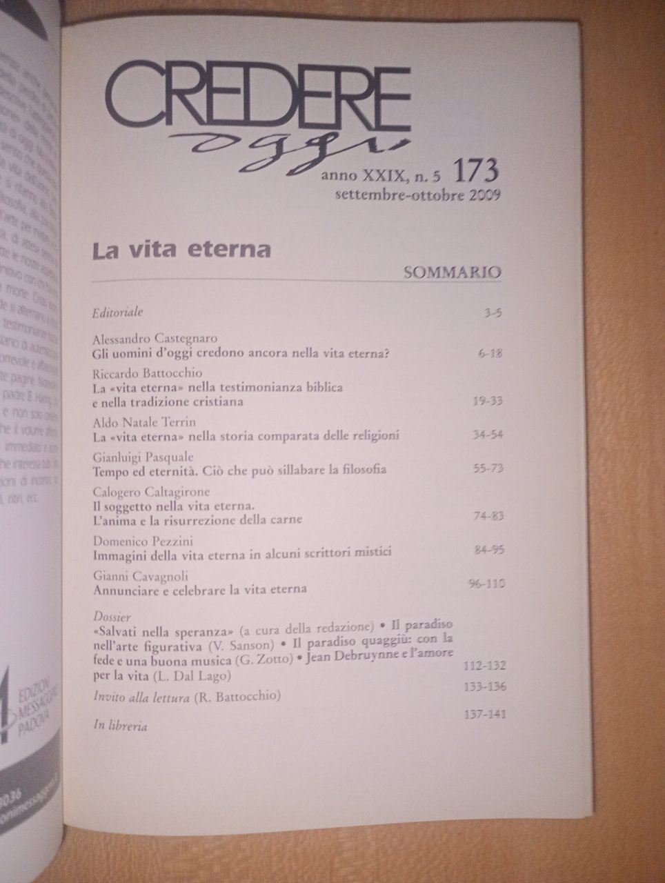 rivista CREDERE OGGI n 173 del 2009 - la vita … | Immagine principale