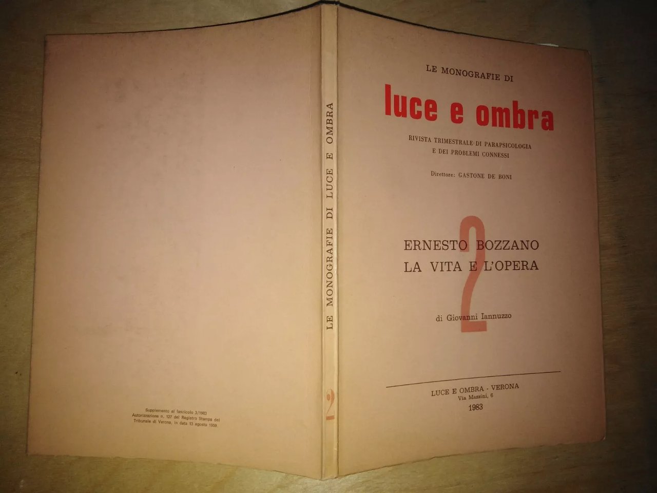 LE MONOGRAFIE DI LUCE E OMBRA. Ernesto Bozzano. la vita …