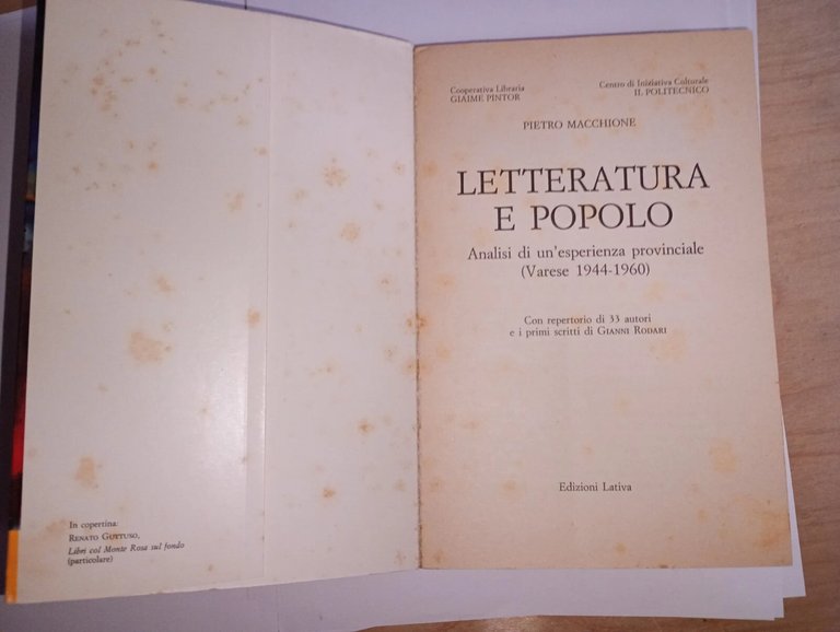 letteratura e popolo. analisi di un'esperienza provinciale (Varese 1944-1960)