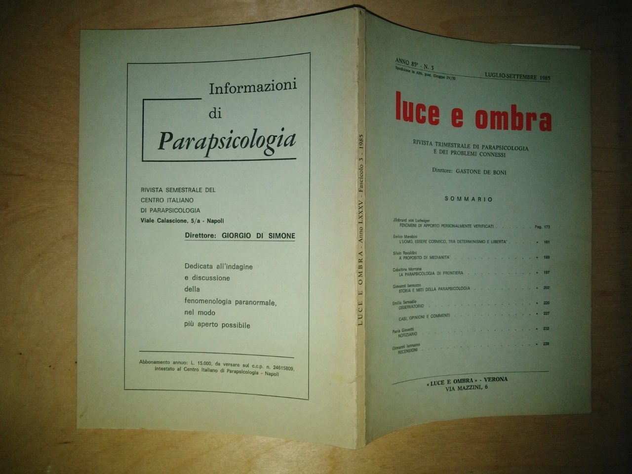 LUCE E OMBRA. trimestrale di parapsicologia e problemi connessi - … | Immagine principale