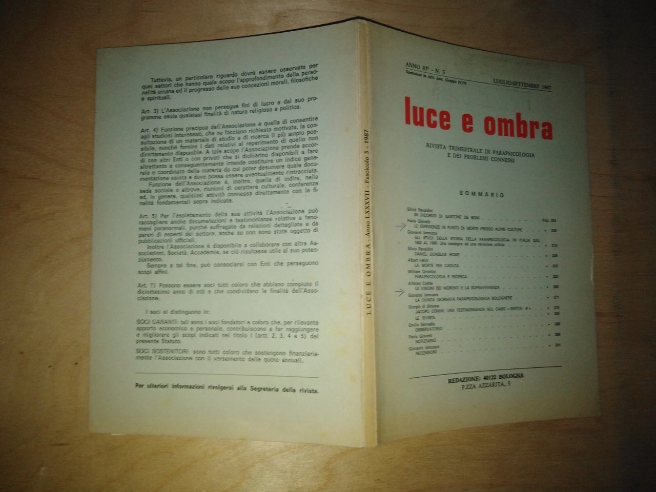 LUCE E OMBRA. trimestrale di parapsicologia e problemi connessi - …