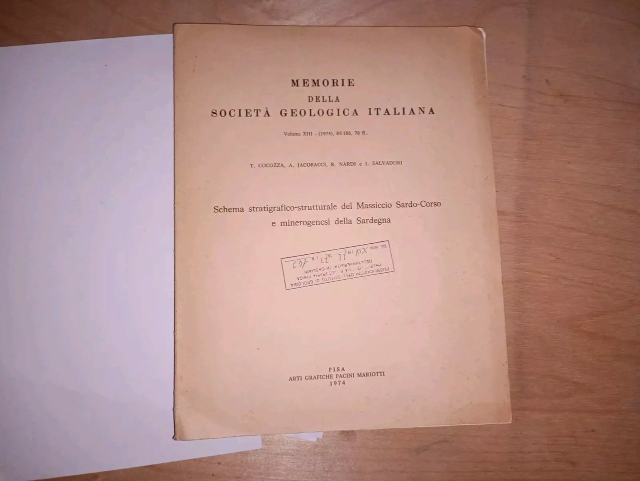 MEMORIE della SOCIETÀ GEOLOGICA ITALIANA - VOL. XIII - 1974 …