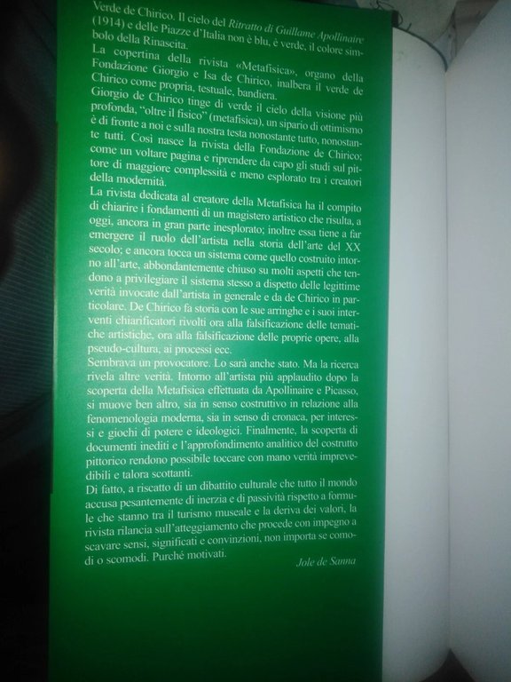 Metafisica. Quaderni della fondazione Giorgio e Isa De Chirico
