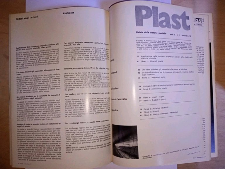 PLAST. rivista delle materie plastiche - anno IV n. 11 …