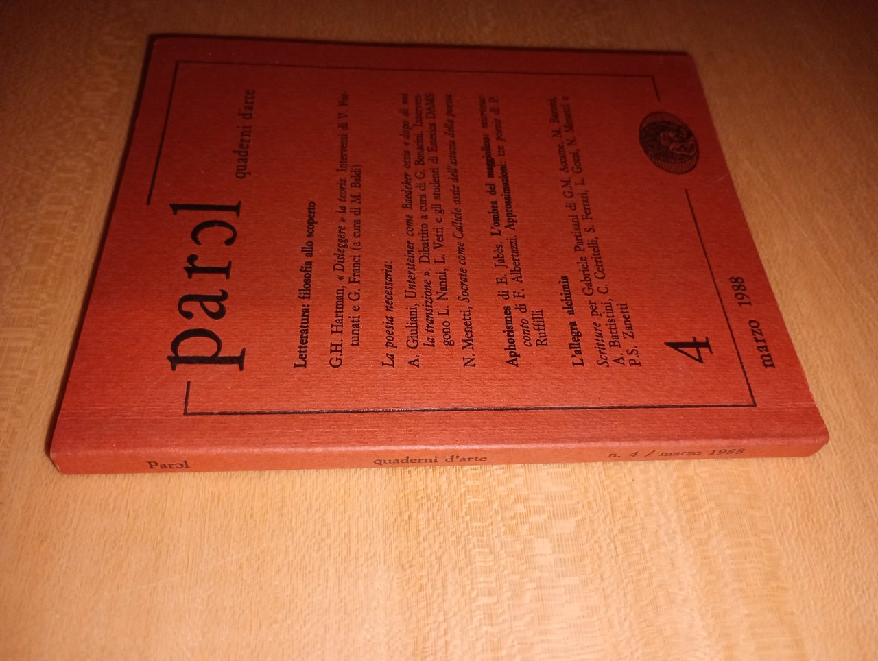 rivista Parol quaderni d'arte n. 4 marzo 1988 | Immagine principale