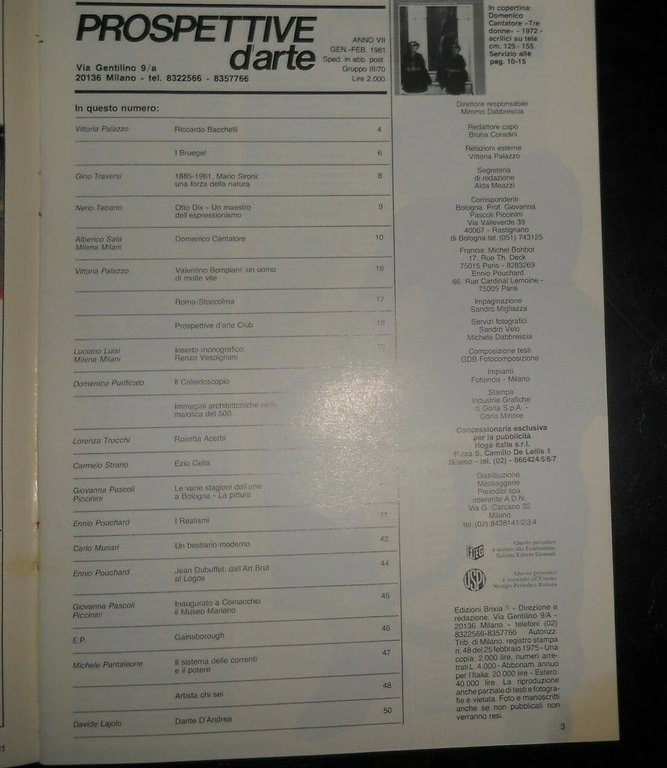 rivista PROSPETTIVE D'ARTE 42/1981 - Cantatore, Dix, Dubuffet, Gainsborough