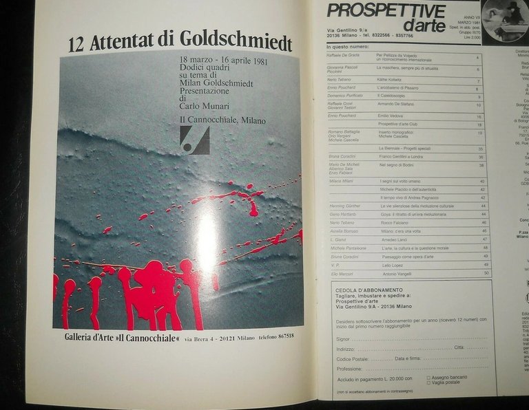 rivista PROSPETTIVE D'ARTE 43/1981 - Goya, Vedova, Pellizza da Volpedo, …